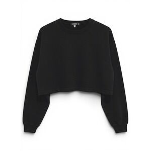 Missguided Cropped Sweatshirt Women Size 6 Goth Grunge Black Sporty Athleisure